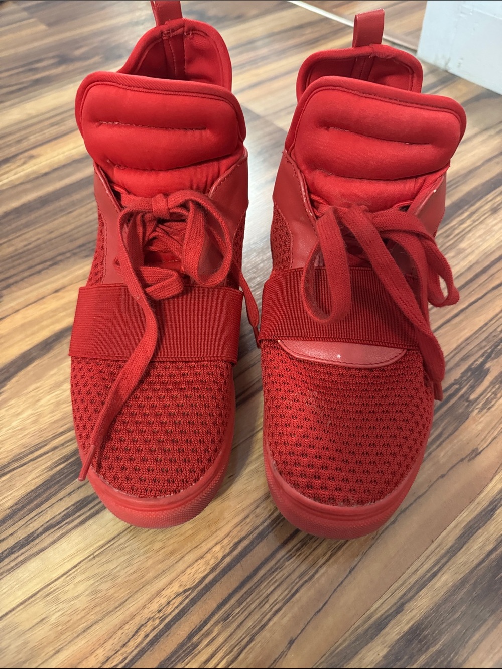 Steve Madden Lexi Red High-Top Wedge Sneakers